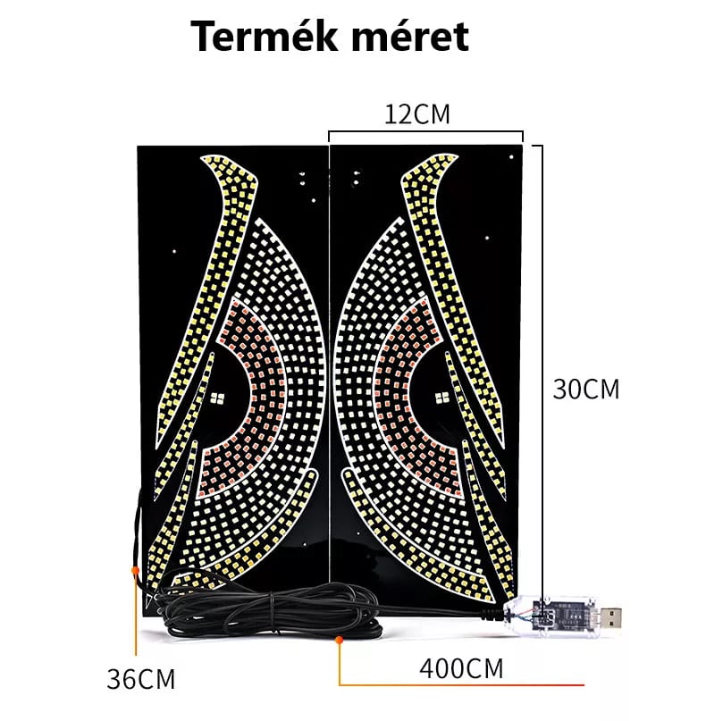 Ördögszem motívumos autós RGB LED hangulatvilágítás, 11 fényeffekt, USB – 6. kép